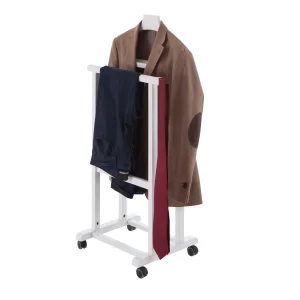 ARIT - Servomuto, Indossatore MIRANO, Composto da 1 gruccia, portapantaloni e ripiano portaoggetti - Colore laccato bianco