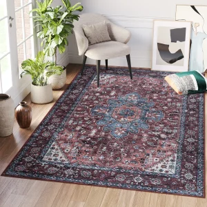 Tappeto Dubai Rosso Blu Navy Antiscivolo
