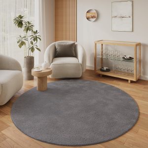 Tappeto Lumi Rotondo Grigio Scuro Antiscivolo