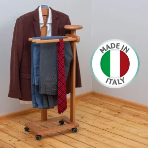 Tatkraft Lord - Servomuto, Indossatore, Composto da 1 gruccia, 3 portapantaloni e ripiano portaoggetti, Colore ciliegio